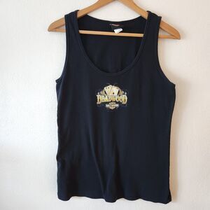 Deadwood Harley-Davidson Black Playing Card South Dakota Tank Top X-Large